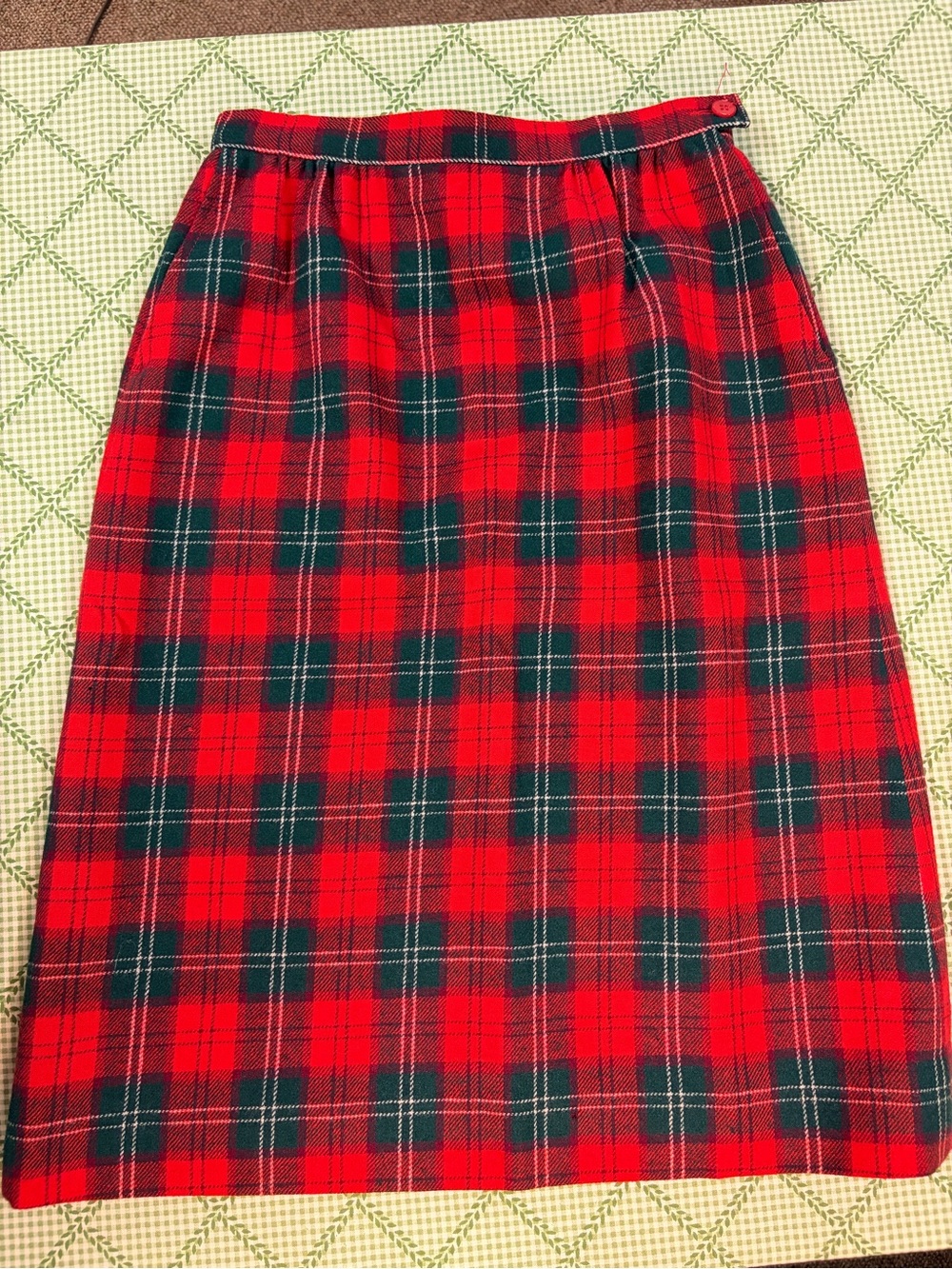 Pendleton Red and Dark Green Tartan Midi Skirt